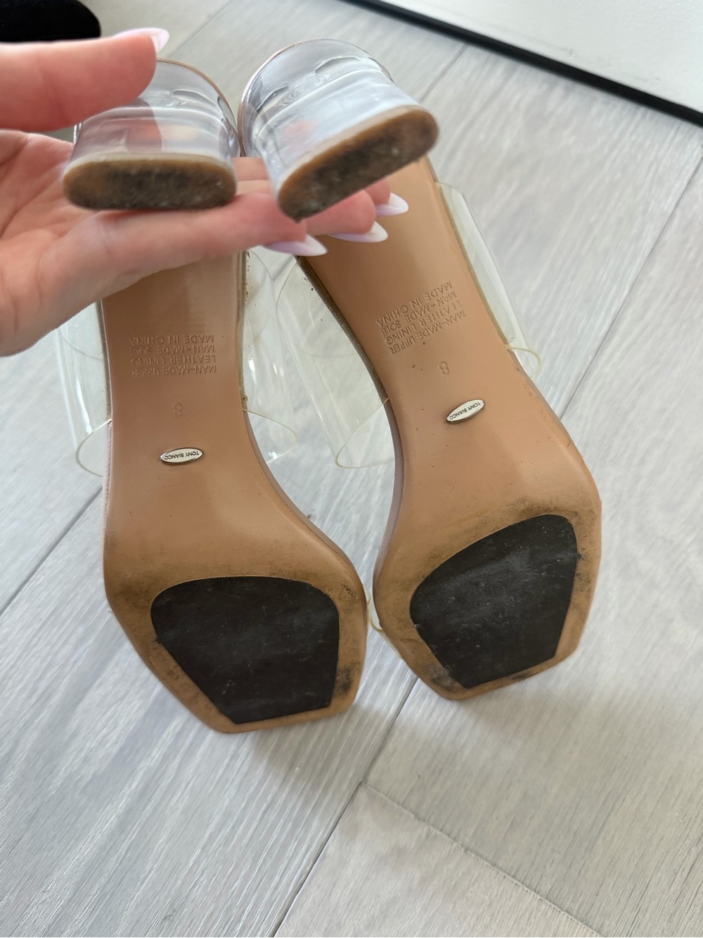 Tony Bianco Nude Clear Double-Strap heels - Picture 2 of 7